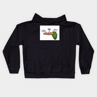 Bunny Mouth With Carrot Face Mask (White) Kids Hoodie